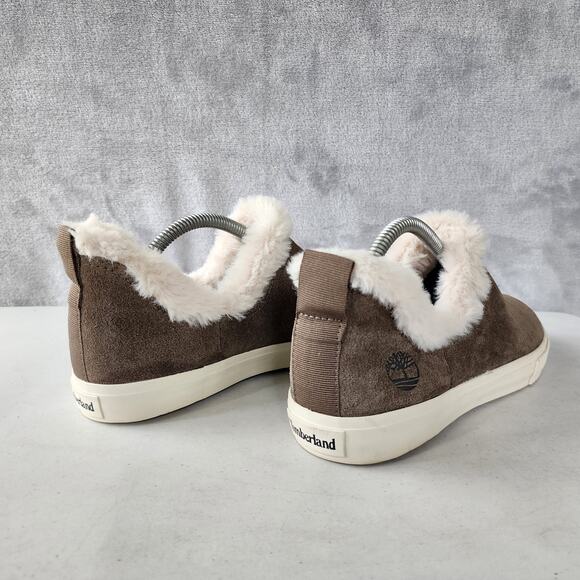 Timberland Shoes Womens Size 10 Slip on Suede Leather Faux Fur Lined Skyla Bay - Picture 9 of 11